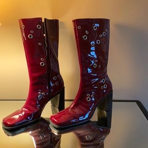 Garnet patent leather retro calf boots